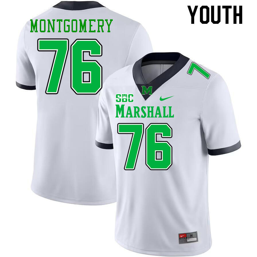 Youth #76 Tariq Montgomery Marshall Thundering Herd SBC Conference College Football Jerseys Stitched